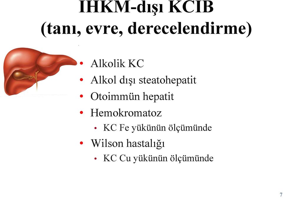 Otoimmün hepatit Hemokromatoz KC Fe yükünün