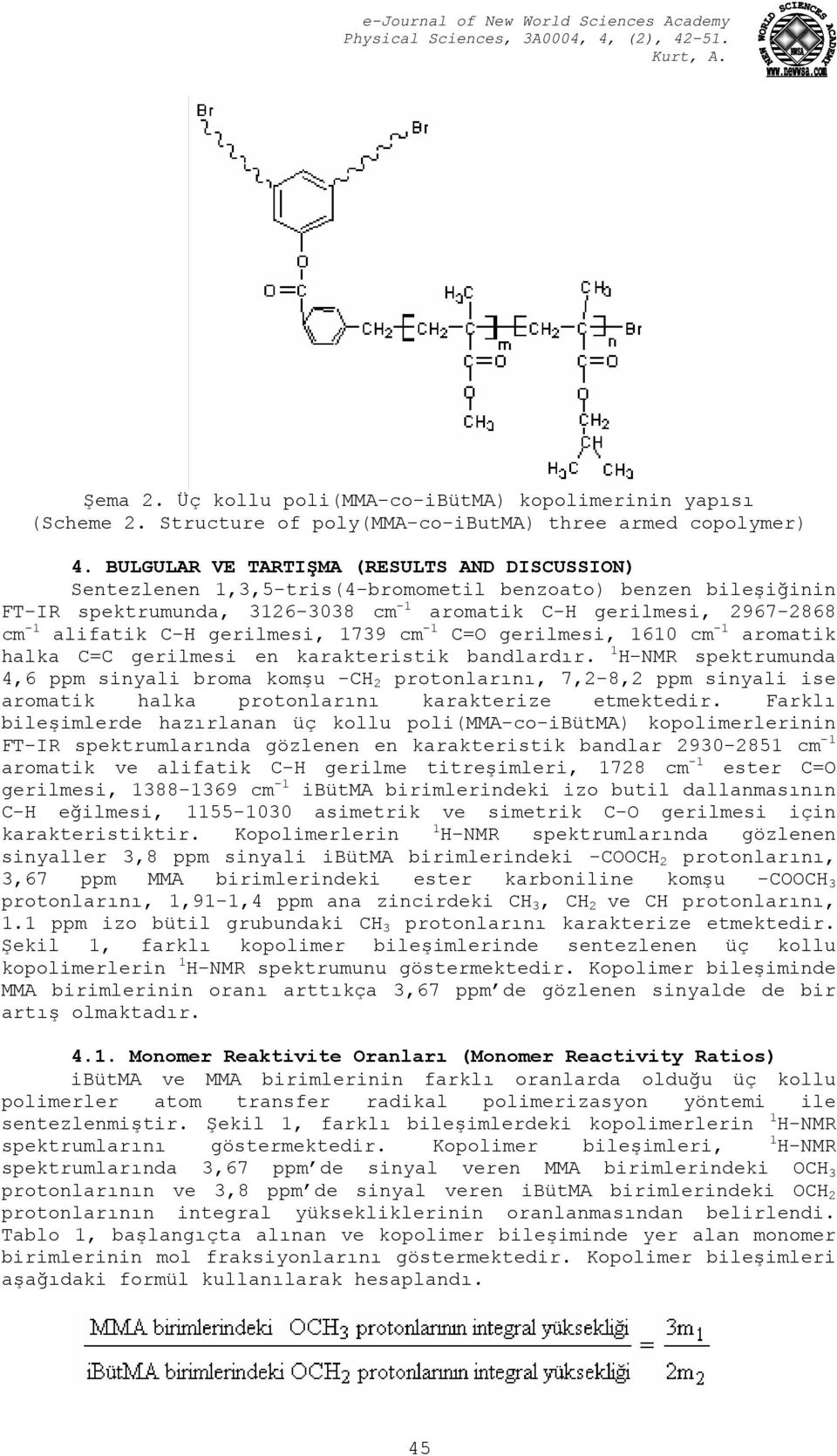 gerilmesi, 1739 cm -1 C=O gerilmesi, 1610 cm -1 aromatik halka C=C gerilmesi en karakteristik bandlardır.