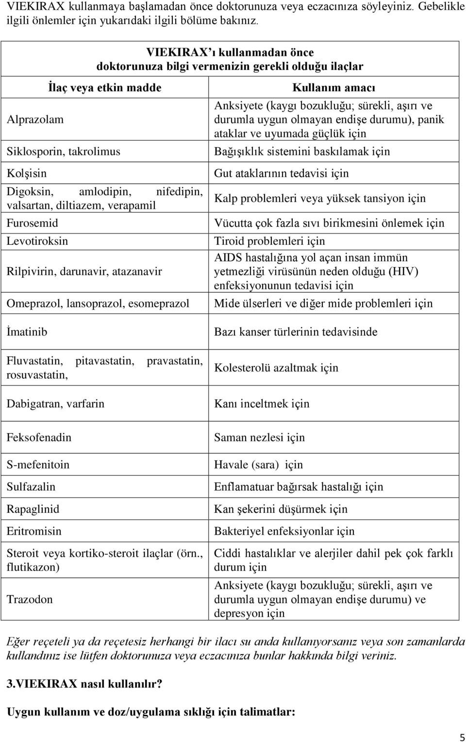 verapamil Furosemid Levotiroksin Rilpivirin, darunavir, atazanavir Omeprazol, lansoprazol, esomeprazol Kullanım amacı Anksiyete (kaygı bozukluğu; sürekli, aşırı ve durumla uygun olmayan endişe