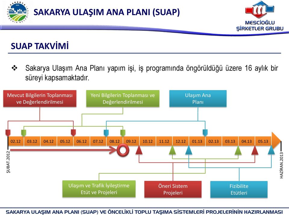 Mevcut Bilgilerin Toplanması ve Değerlendirilmesi Yeni Bilgilerin Toplanması ve Değerlendirilmesi Ulaşım Ana Planı 02.12 03.