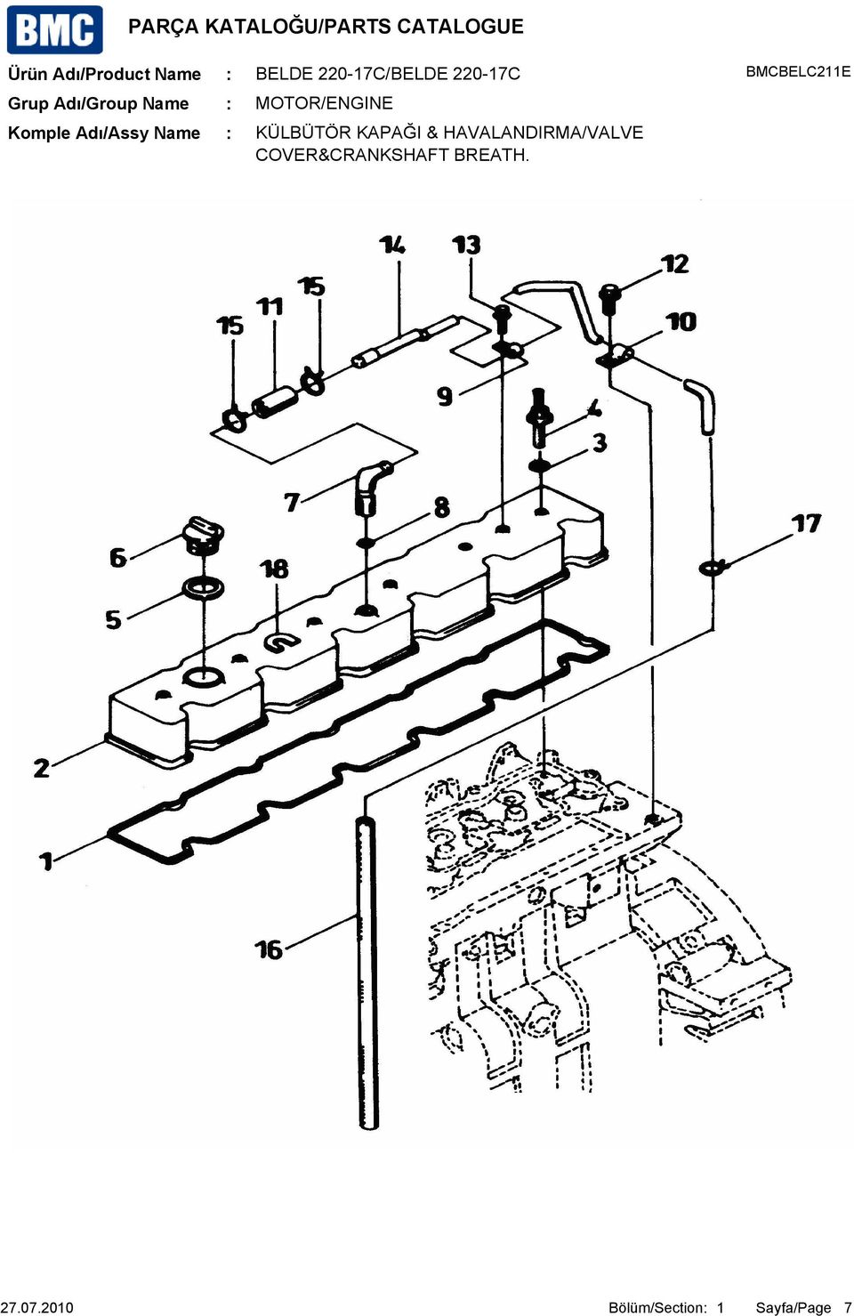 KAPAĞI & HAVALANDIRMA/VALVE COVER&CRANKSHAFT