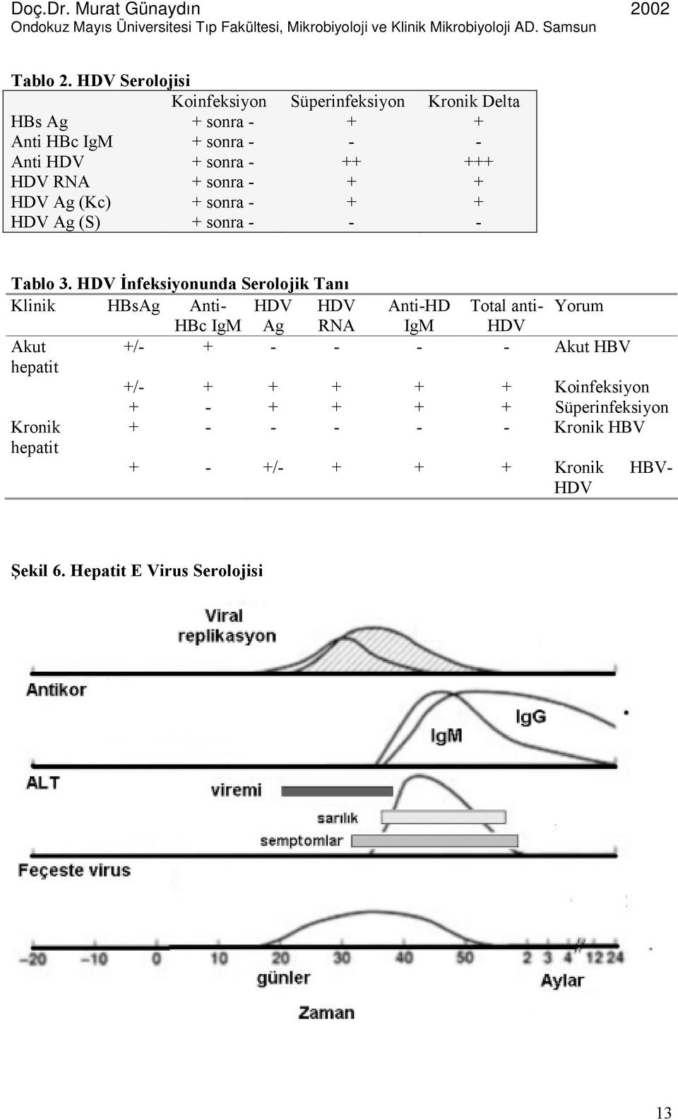 HDV RNA + sonra - + + HDV Ag (Kc) + sonra - + + HDV Ag (S) + sonra - - - Tablo 3.