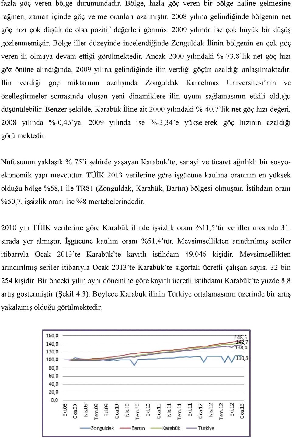 Bölge iller düzeyinde incelendiğinde Zonguldak İlinin bölgenin en çok göç veren ili olmaya devam ettiği görülmektedir.