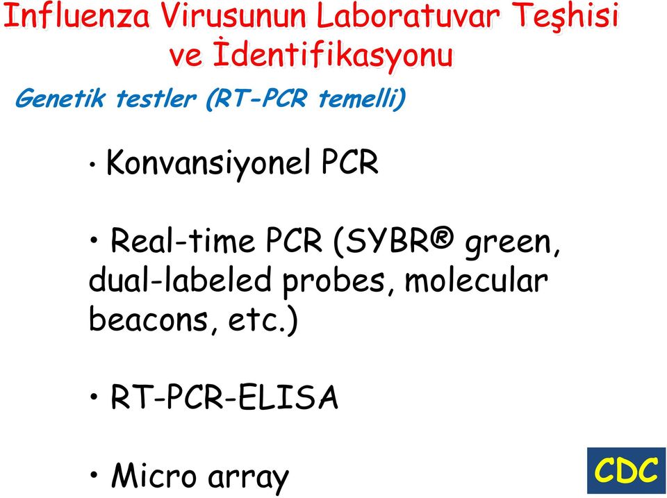 Konvansiyonel PCR Real-time PCR (SYBR green,