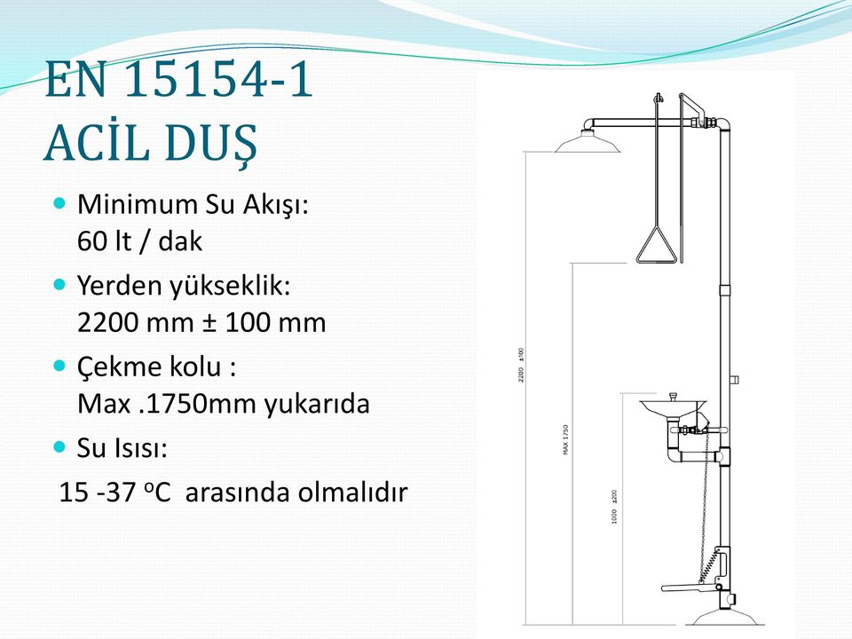 ± 100 mm Çekme kolu : Max.