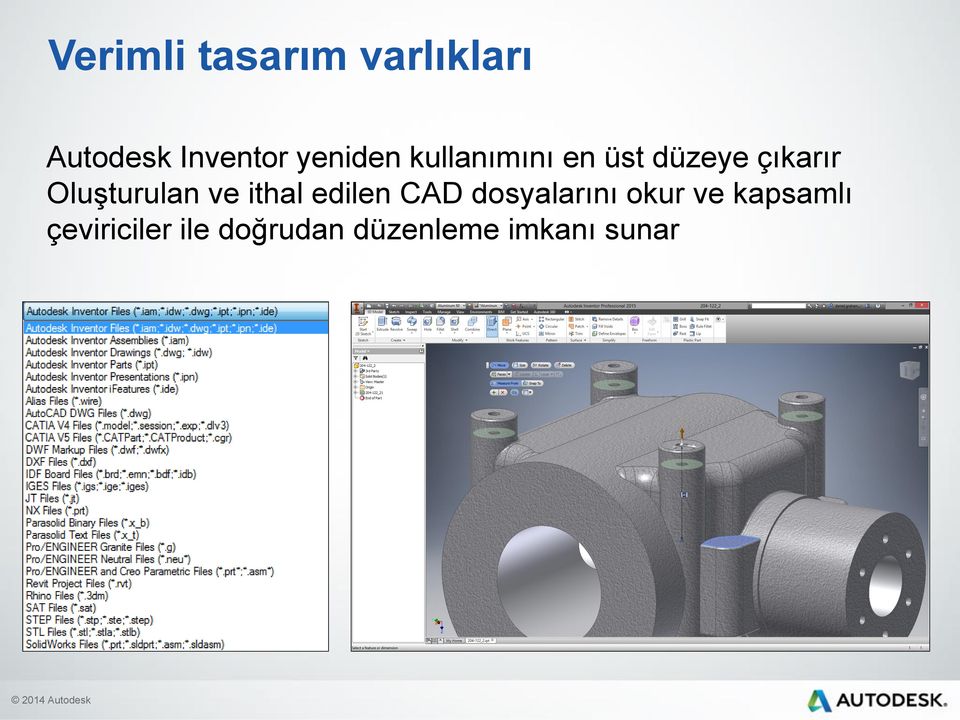 Oluşturulan ve ithal edilen CAD dosyalarını okur