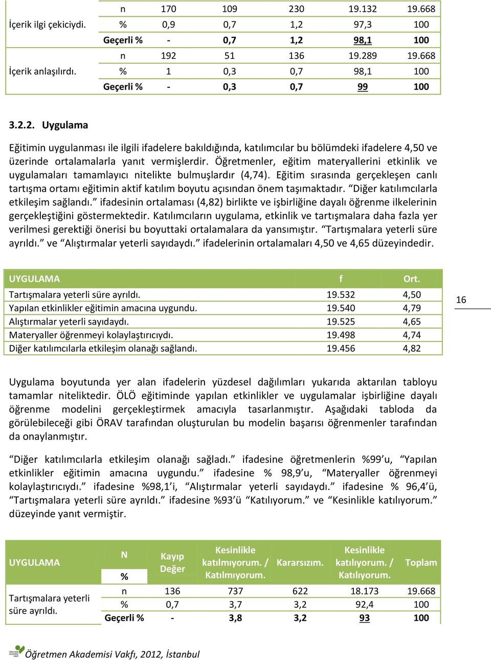 Öğretmenler, eğitim materyallerini etkinlik ve uygulamaları tamamlayıcı nitelikte bulmuşlardır (4,74).