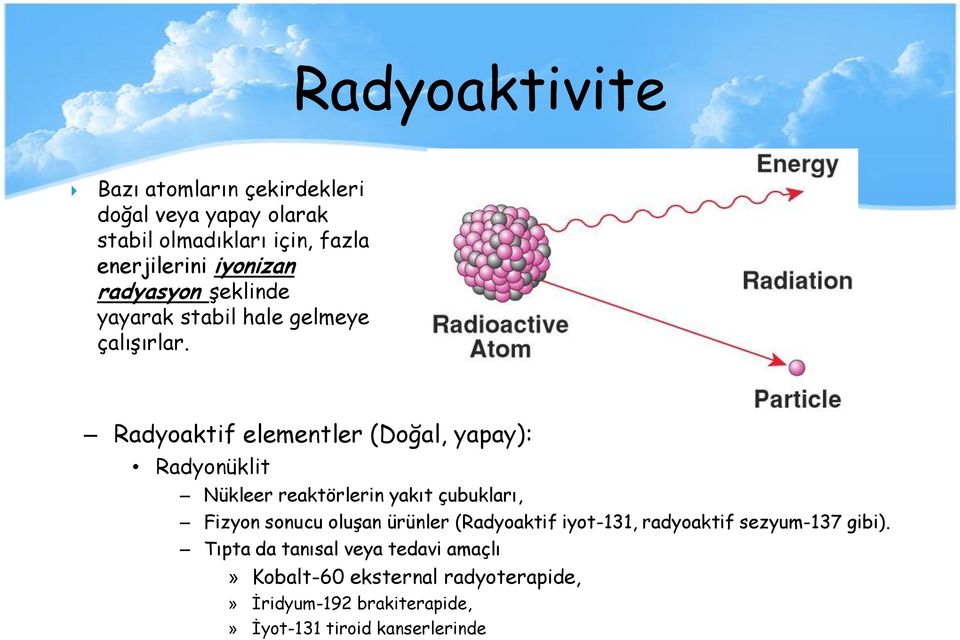 Radyoaktif elementler (Doğal, yapay): Radyonüklit Nükleer reaktörlerin yakıt çubukları, Fizyon sonucu oluşan ürünler