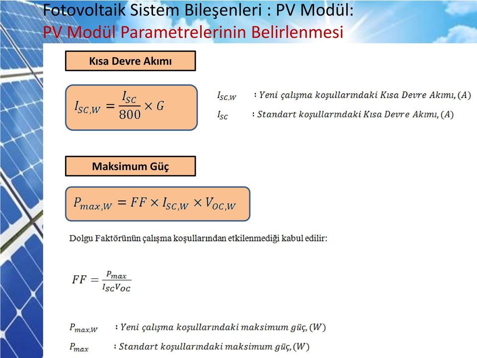 Modül Parametrelerinin