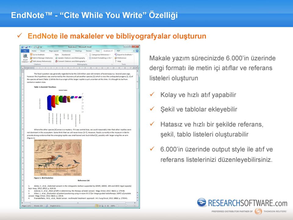 000 in üzerinde dergi formatı ile metin içi atıflar ve referans listeleri oluşturun ü ü ü ü Kolay ve hızlı