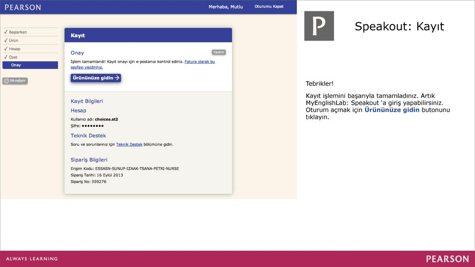 Artık MyEnglishLab: Speakout a giriş