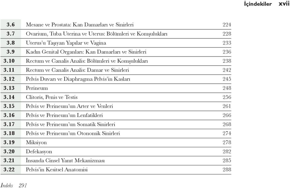 12 Pelvis Duvarı ve Diaphragma Pelvis in Kasları 245 3.13 Perineum 248 3.14 Clitoris, Penis ve Testis 256 3.15 Pelvis ve Perineum un Arter ve Venleri 261 3.