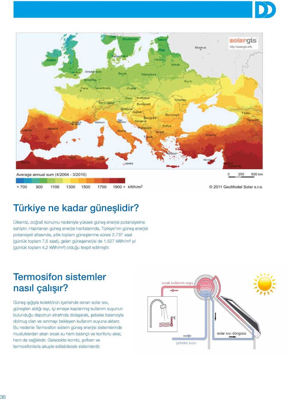 527 kwh/m² yıl (günlük toplam 4,2 kwh/m²) olduğu tespit edilmiştir. Termosifon sistemler nasıl çalışır?