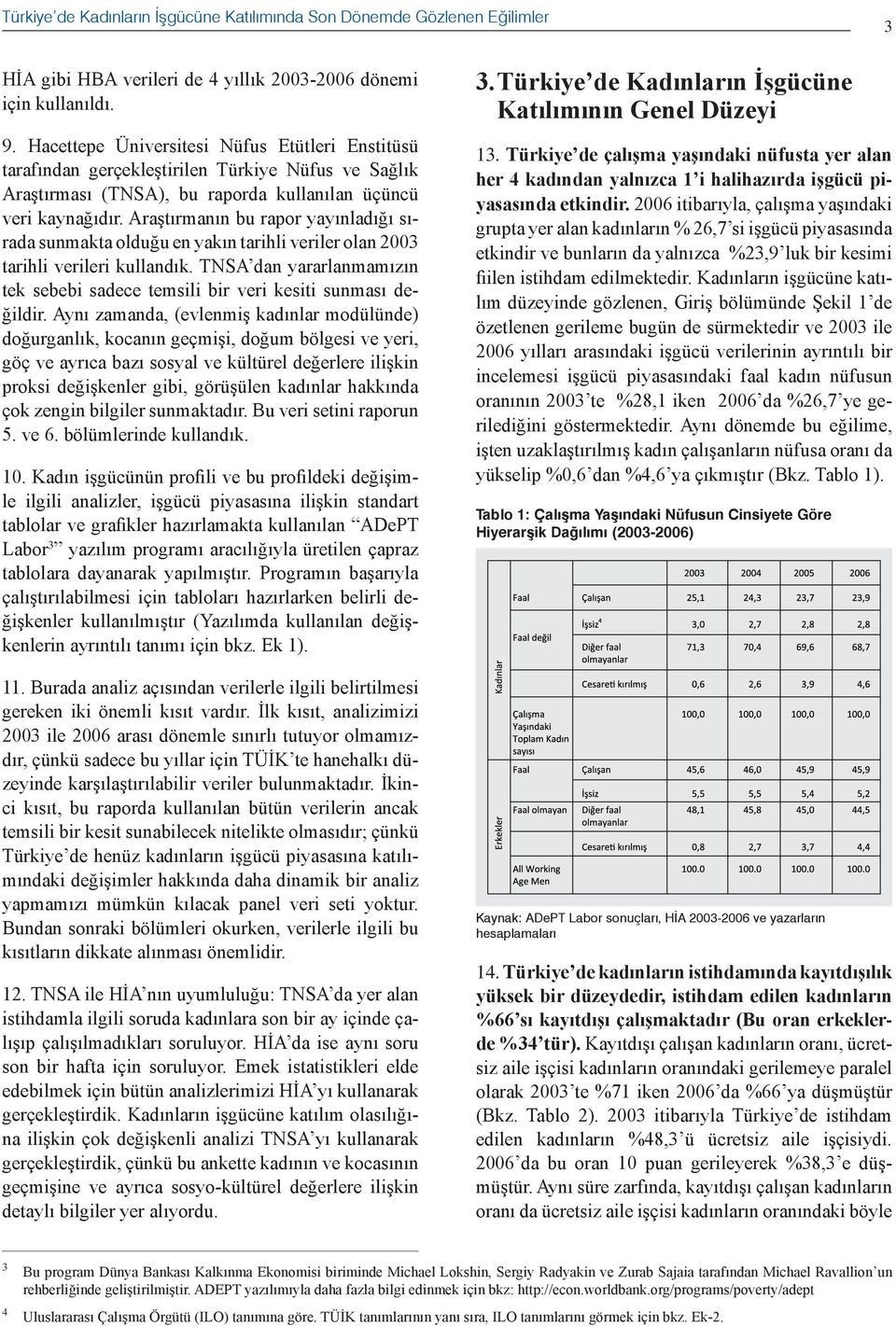 Araştırmanın bu rapor yayınladığı sırada sunmakta olduğu en yakın tarihli veriler olan 2003 tarihli verileri kullandık.