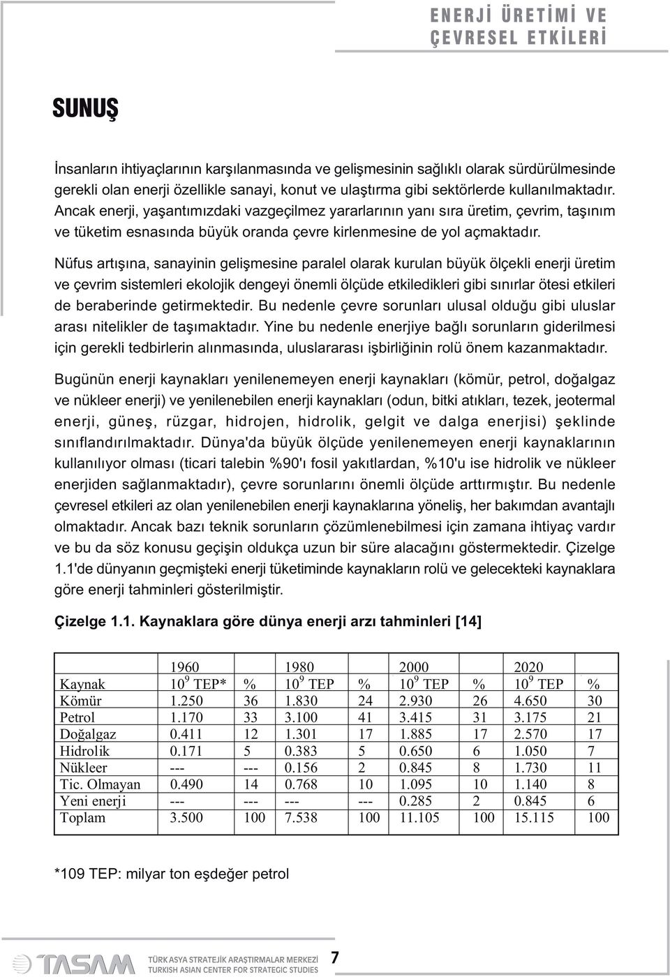 Nüfus artışına, sanayinin gelişmesine paralel olarak kurulan büyük ölçekli enerji üretim ve çevrim sistemleri ekolojik dengeyi önemli ölçüde etkiledikleri gibi sınırlar ötesi etkileri de beraberinde