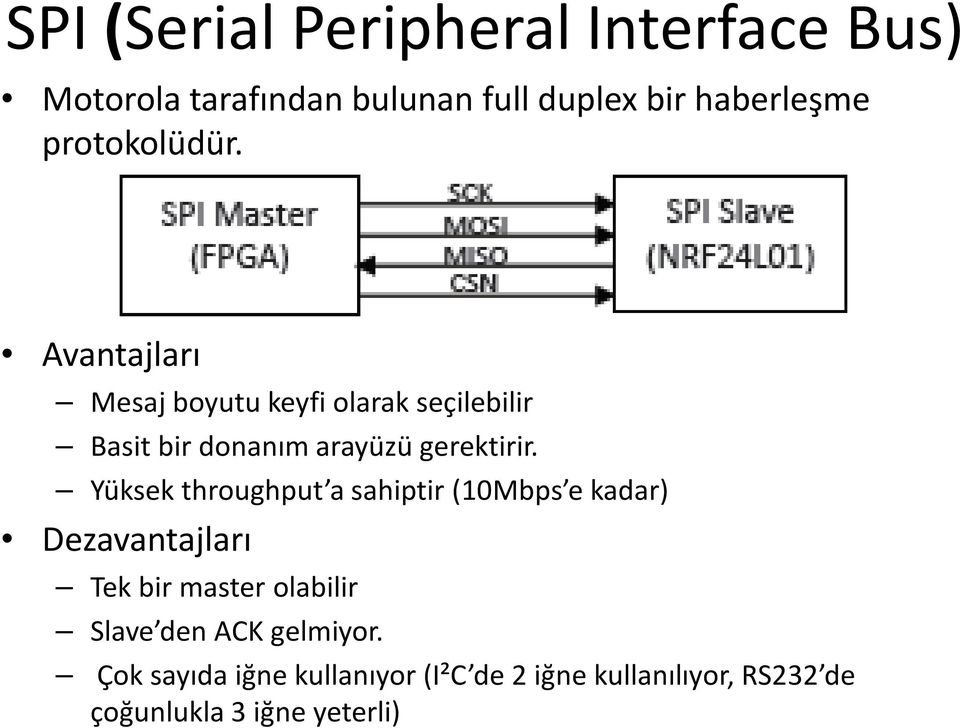 Avantajları Mesaj boyutu keyfi olarak seçilebilir Basit bir donanım arayüzü gerektirir.