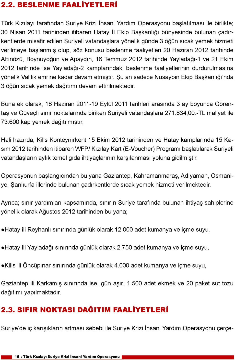 ve Apaydın, 16 Temmuz 2012 tarihinde Yayladağı-1 ve 21 Ekim 2012 tarihinde ise Yayladağı-2 kamplarındaki beslenme faaliyetlerinin durdurulmasına yönelik Valilik emrine kadar devam etmiştir.