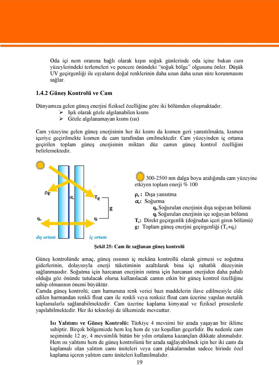 2 Güneş Kontrolü ve Cam Dünyamıza gelen güneş enerjisi fiziksel özelliğine göre iki bölümden oluşmaktadır.