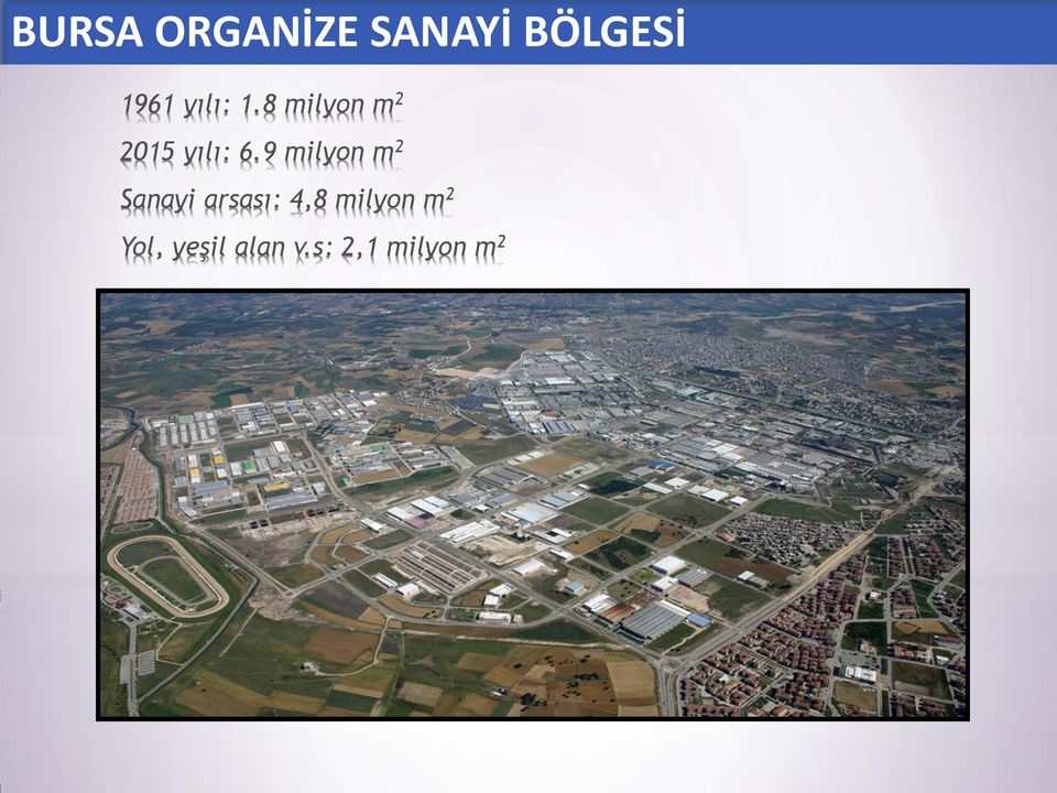 9 milyon m 2 Sanayi arsası: 4,8