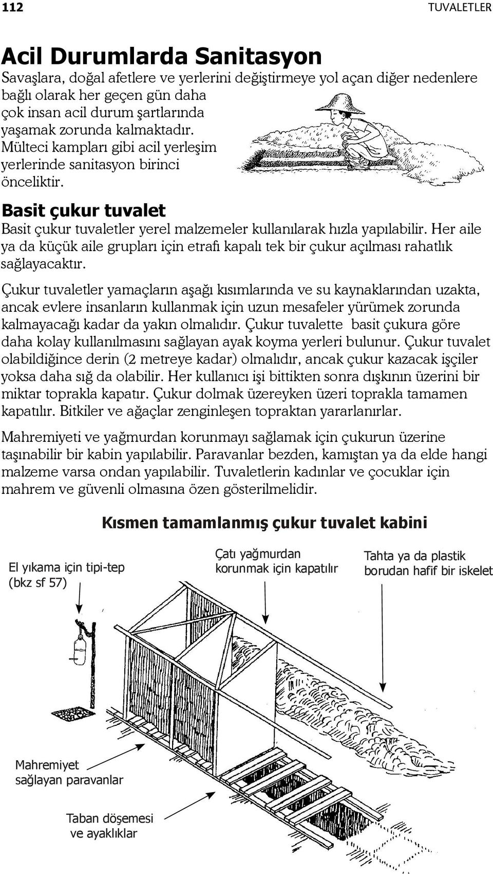 Her aile ya da küçük aile grupları için etrafı kapalı tek bir çukur açılması rahatlık sağlayacaktır.