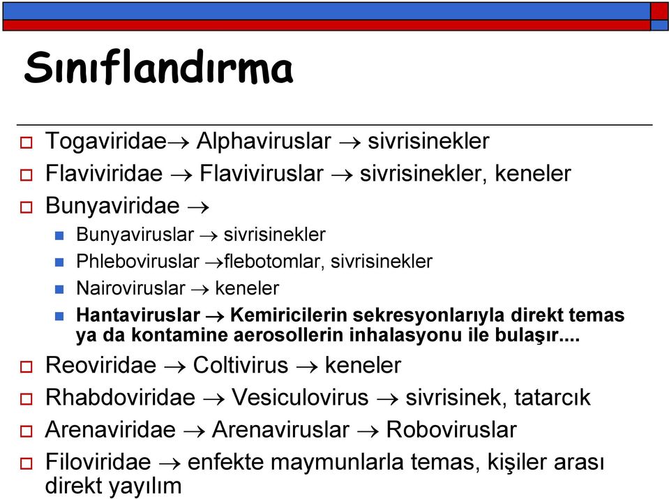 sekresyonlarıyla direkt temas ya da kontamine aerosollerin inhalasyonu ile bulaşır.