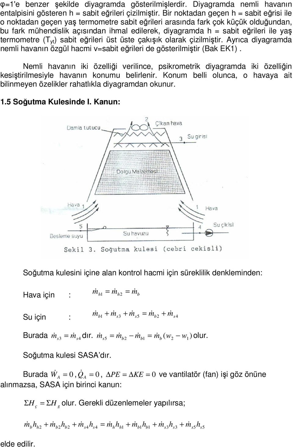 termometre (T yt ) sait eğrileri üst üste çakışık olarak çizilmiştir. Ayrıca diyagramda nemli avanın özgül acmi v=sait eğrileri de gösterilmiştir (Bak EK1).