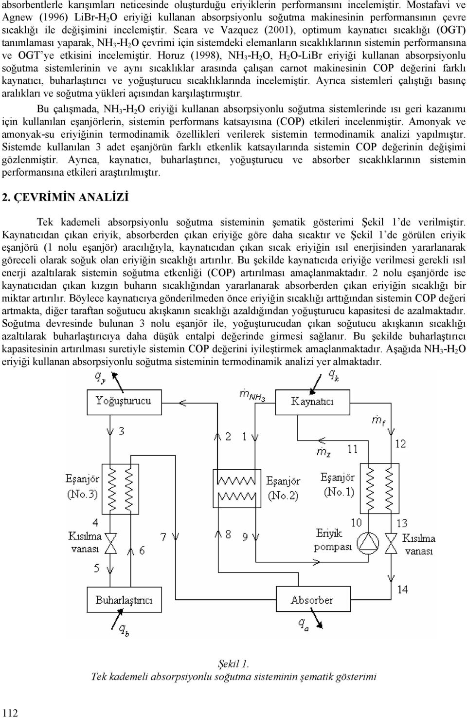 Seara ve Vaque (2001), optimum kaynatıcı sıcaklığı (OGT) tanımlaması yaparak, NH -H 2 O çevrimi için sistemdeki elemanların sıcaklıklarının sistemin perormansına ve OGT ye etkisini incelemiştir.