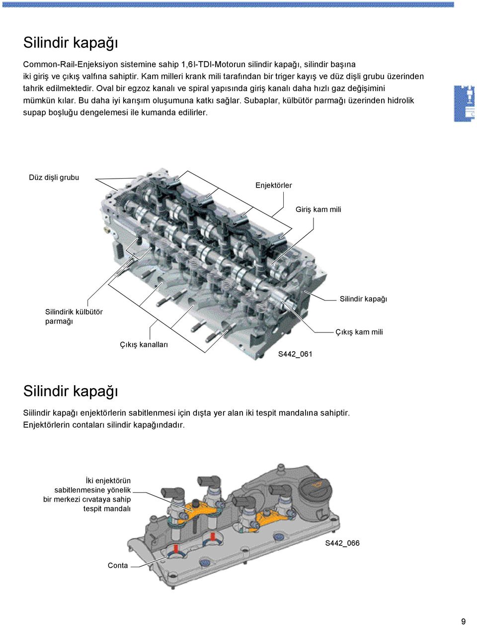 Bu daha iyi karışım oluşumuna katkı sağlar. Subaplar, külbütör parmağı üzerinden hidrolik supap boşluğu dengelemesi ile kumanda edilirler.