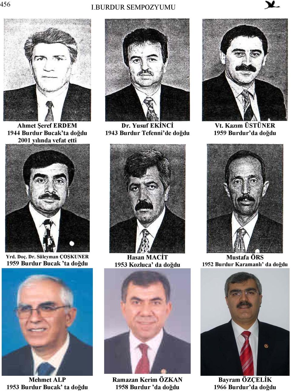 Süleyman ÇOŞKUNER 1959 Burdur Bucak ta doğdu Hasan MACİT 1953 Kozluca da doğdu Mustafa ÖRS 1952 Burdur