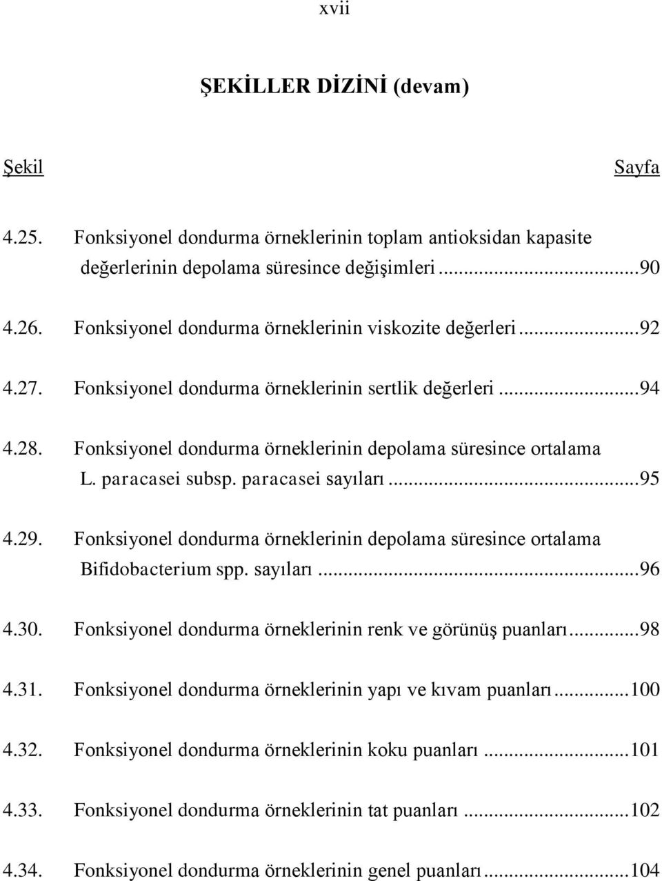 paracasei subsp. paracasei sayıları... 95 4.29. Fonksiyonel dondurma örneklerinin depolama süresince ortalama Bifidobacterium spp. sayıları... 96 4.30.