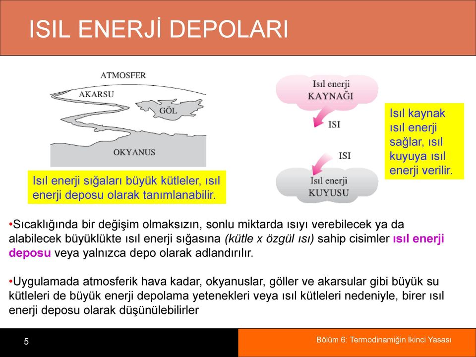 Sıcaklığında bir değişim olmaksızın, sonlu miktarda ısıyı verebilecek ya da alabilecek büyüklükte ısıl enerji sığasına (kütle x özgül ısı) sahip