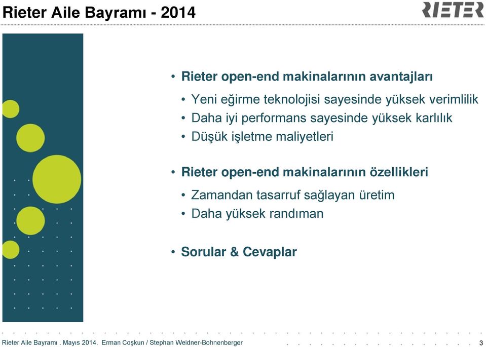 yüksek karlılık Düşük işletme maliyetleri Rieter open-end makinalarının