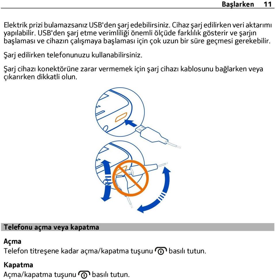 geçmesi gerekebilir. Şarj edilirken telefonunuzu kullanabilirsiniz.