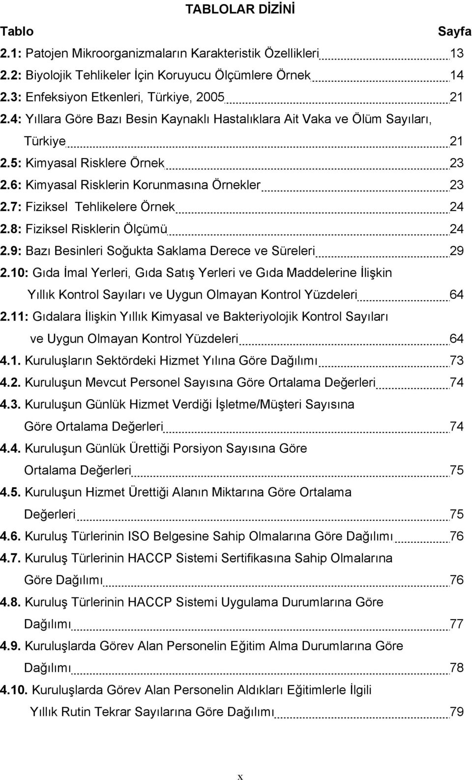 7: Fiziksel Tehlikelere Örnek 24 2.8: Fiziksel Risklerin Ölçümü 24 2.9: Bazı Besinleri Soğukta Saklama Derece ve Süreleri 29 2.