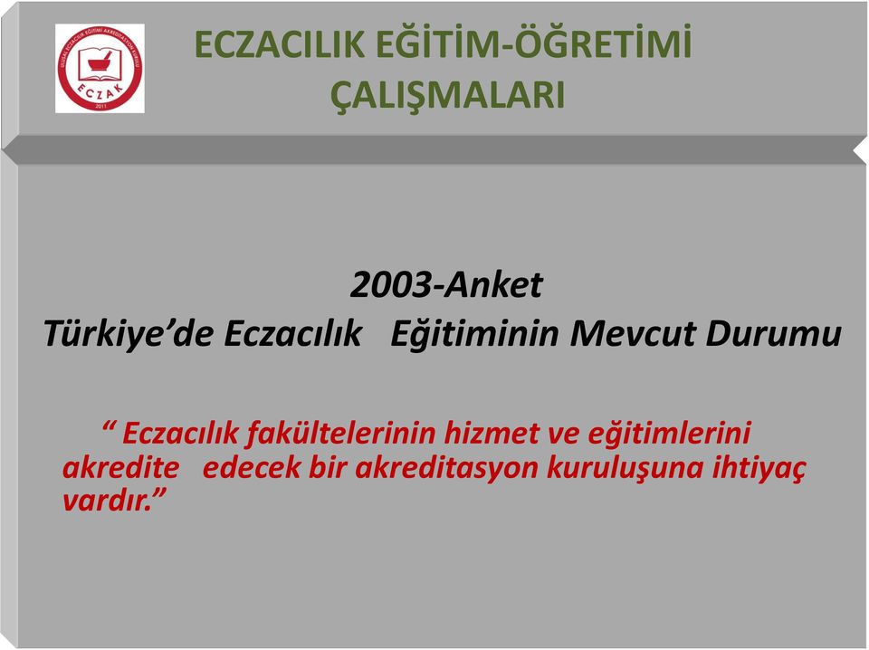 Eczacılık fakültelerinin hizmet ve eğitimlerini