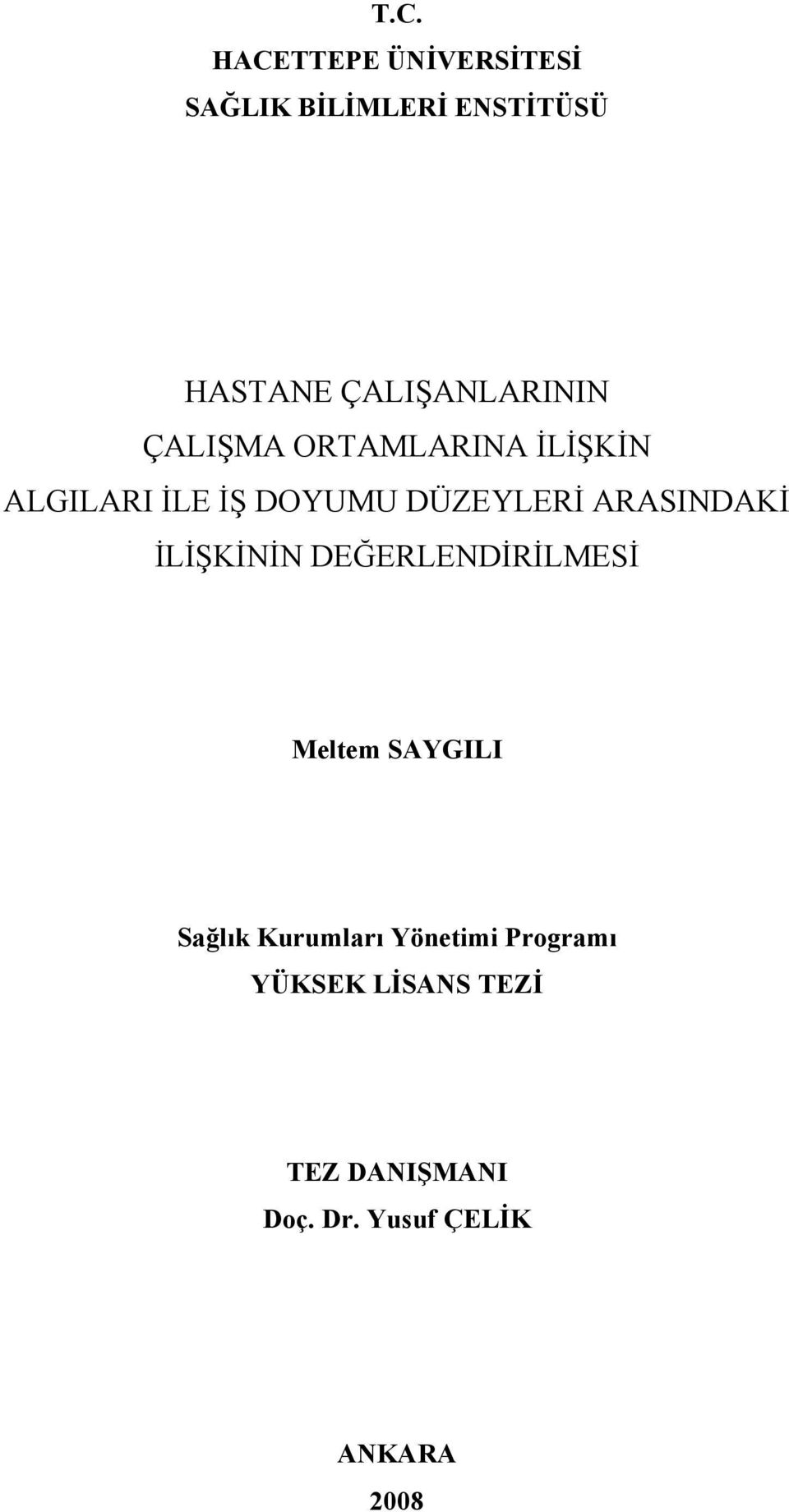 DÜZEYLERİ ARASINDAKİ İLİŞKİNİN DEĞERLENDİRİLMESİ Meltem SAYGILI Sağlık