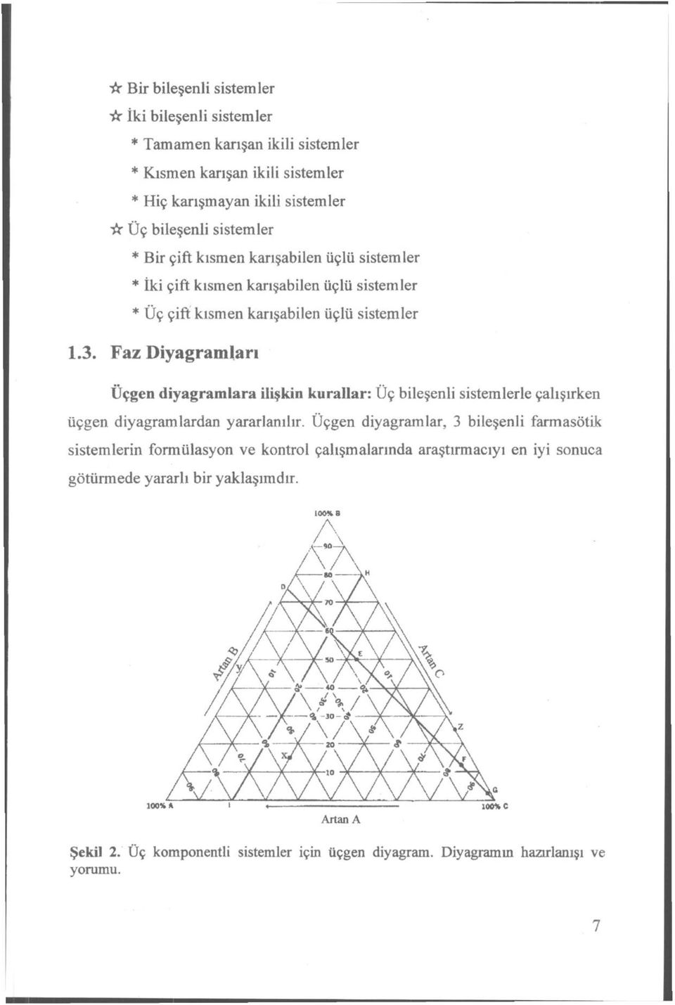 Faz Diyagramları Üçgen diyagramlara ilişkin kurallar: Üç bileşenli sistemlerle çalışırken üçgen diyagramlardan yararlanılır.