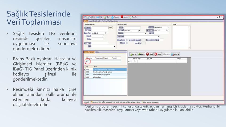 Resimdeki kırmızı halka içine alınan alandan akıllı arama ile istenilen koda kolayca ulaşılabilmektedir.