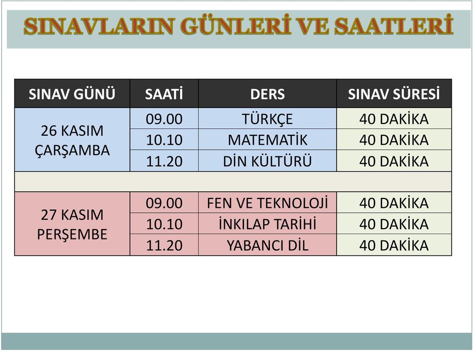 20 DİN KÜLTÜRÜ 40 DAKİKA 27 KASIM PERŞEMBE 09.