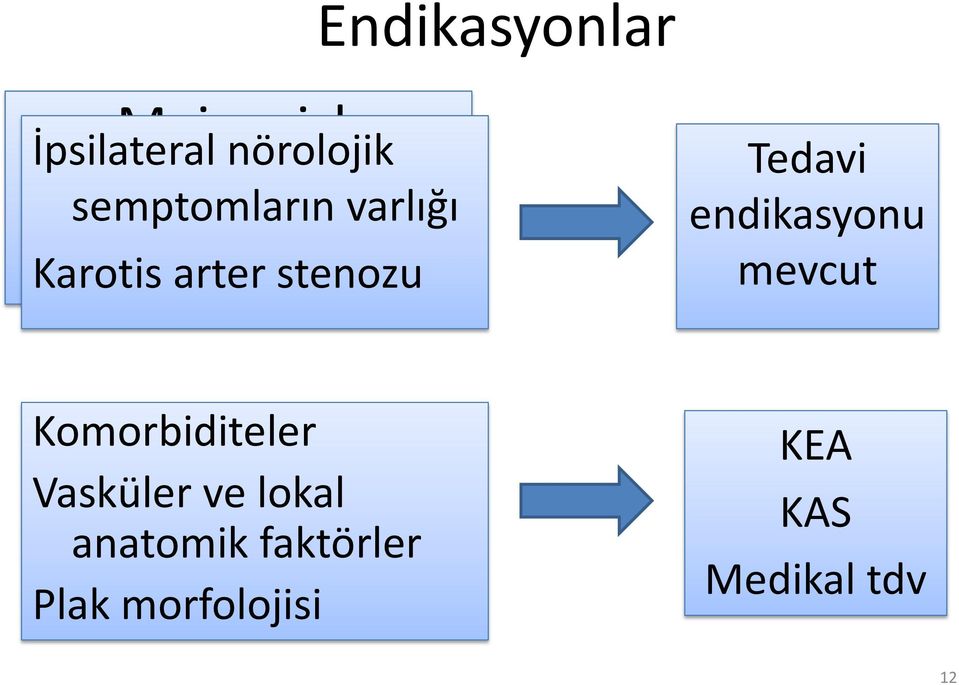 stenozu Tedavi endikasyonu mevcut Komorbiditeler Vasküler