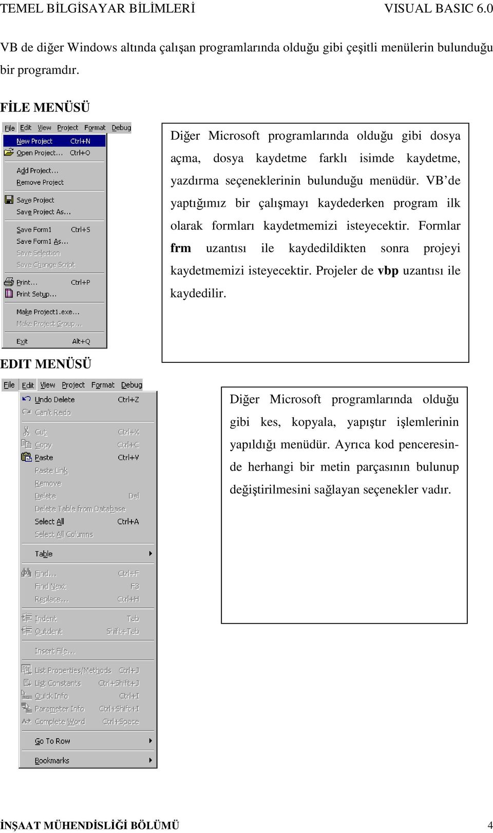 VB de yaptığımız bir çalışmayı kaydederken program ilk olarak formları kaydetmemizi isteyecektir. Formlar frm uzantısı ile kaydedildikten sonra projeyi kaydetmemizi isteyecektir.