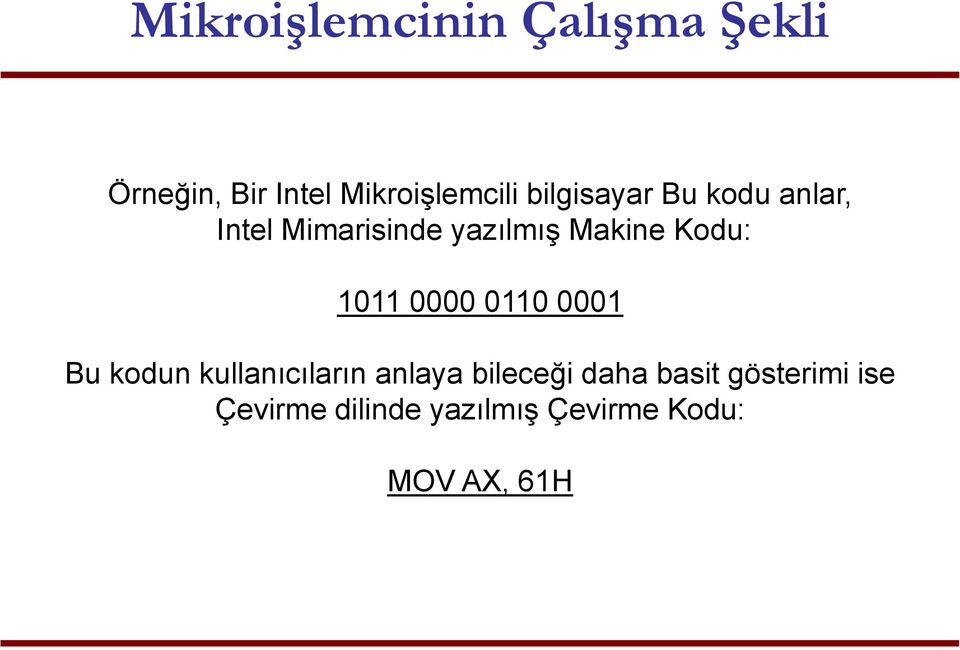 1011 0000 0110 0001 Bu kodun kullanıcıların anlaya bileceği daha