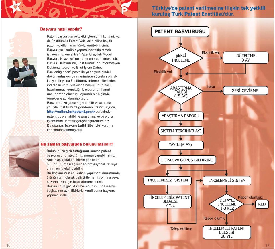 Başvuruyu kendiniz yapmak ve takip etmek istiyorsanız, öncelikle Patent/Faydalı Model Başvuru Kılavuzu nu edinmeniz gerekmektedir.