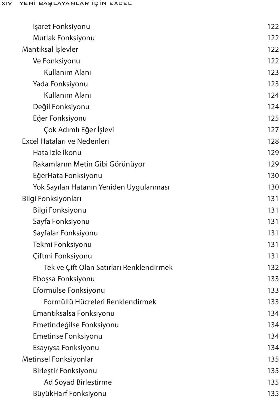 130 Bilgi Fonksiyonları 131 Bilgi Fonksiyonu 131 Sayfa Fonksiyonu 131 Sayfalar Fonksiyonu 131 Tekmi Fonksiyonu 131 Çiftmi Fonksiyonu 131 Tek ve Çift Olan Satırları Renklendirmek 132 Eboşsa Fonksiyonu