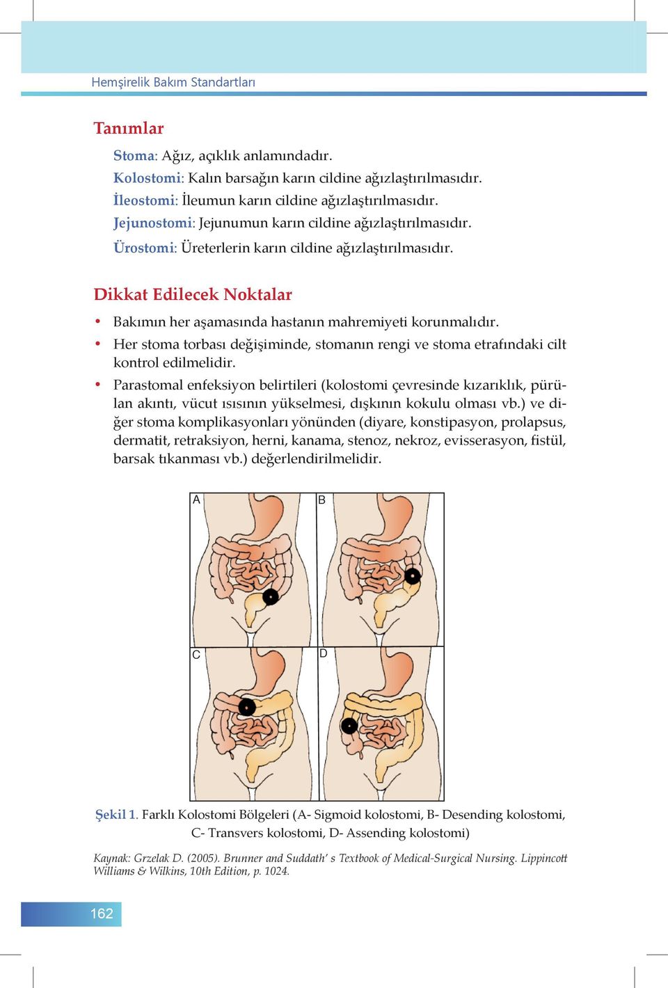 Her stoma torbası değişiminde, stomanın rengi ve stoma etrafındaki cilt kontrol edilmelidir.