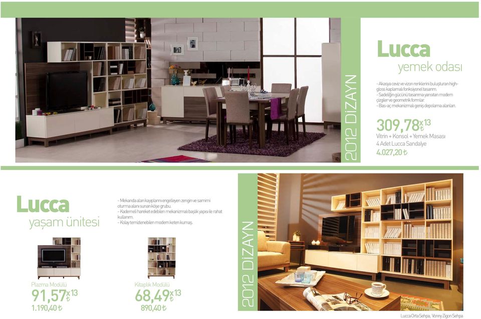 309,78 x13 Vitrin + Konsol + Yemek Masası 4 Adet Lucca Sandalye 4.