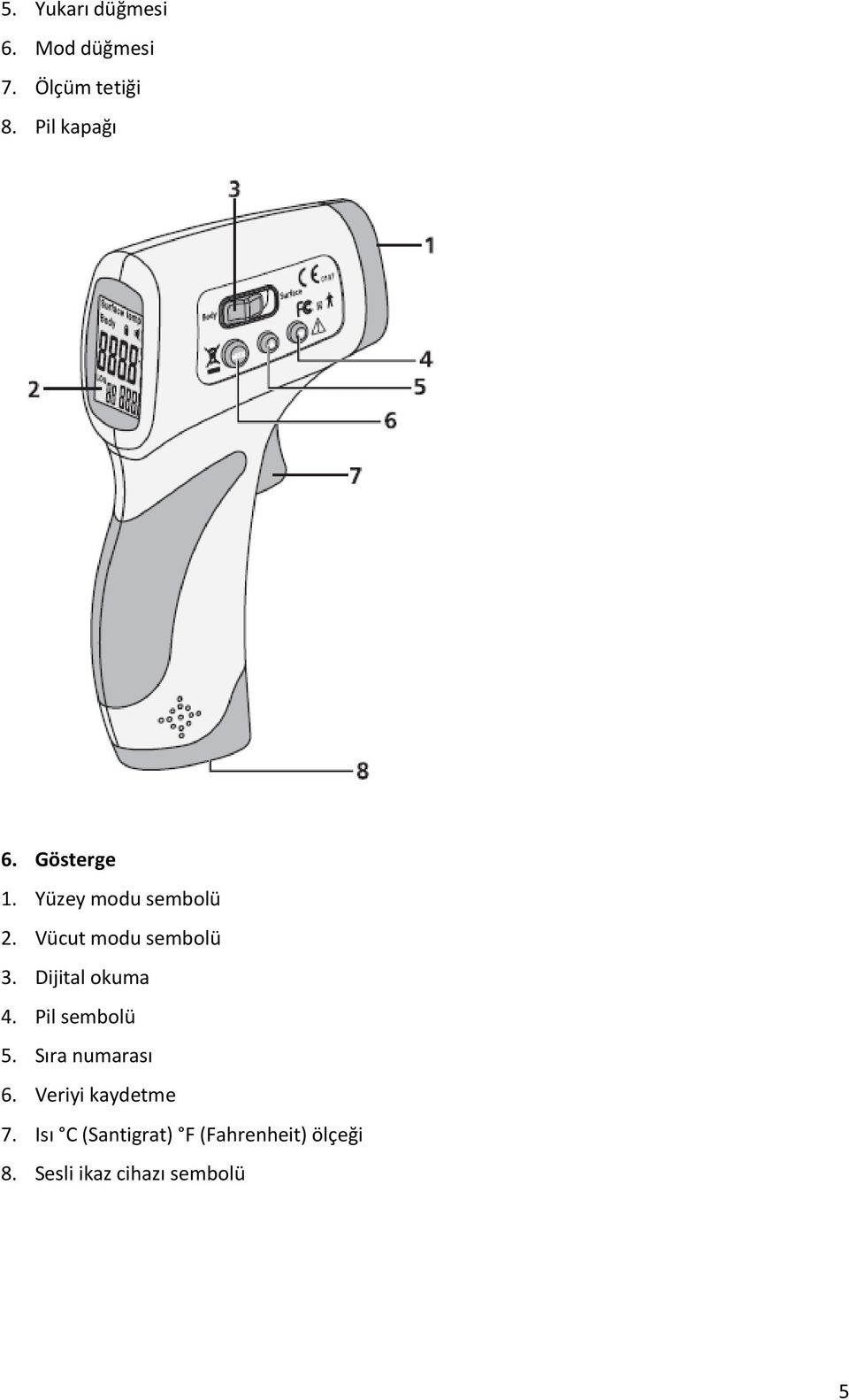 Temassız alın kızılötesi termometre. Kullanma kılavuzu - PDF Ücretsiz  indirin