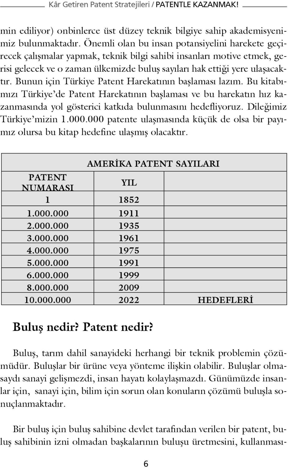 Bunun için Türkiye Patent Harekatının başlaması lazım. Bu kitabımızı Türkiye de Patent Harekatının başlaması ve bu harekatın hız kazanmasında yol gösterici katkıda bulunmasını hedefliyoruz.