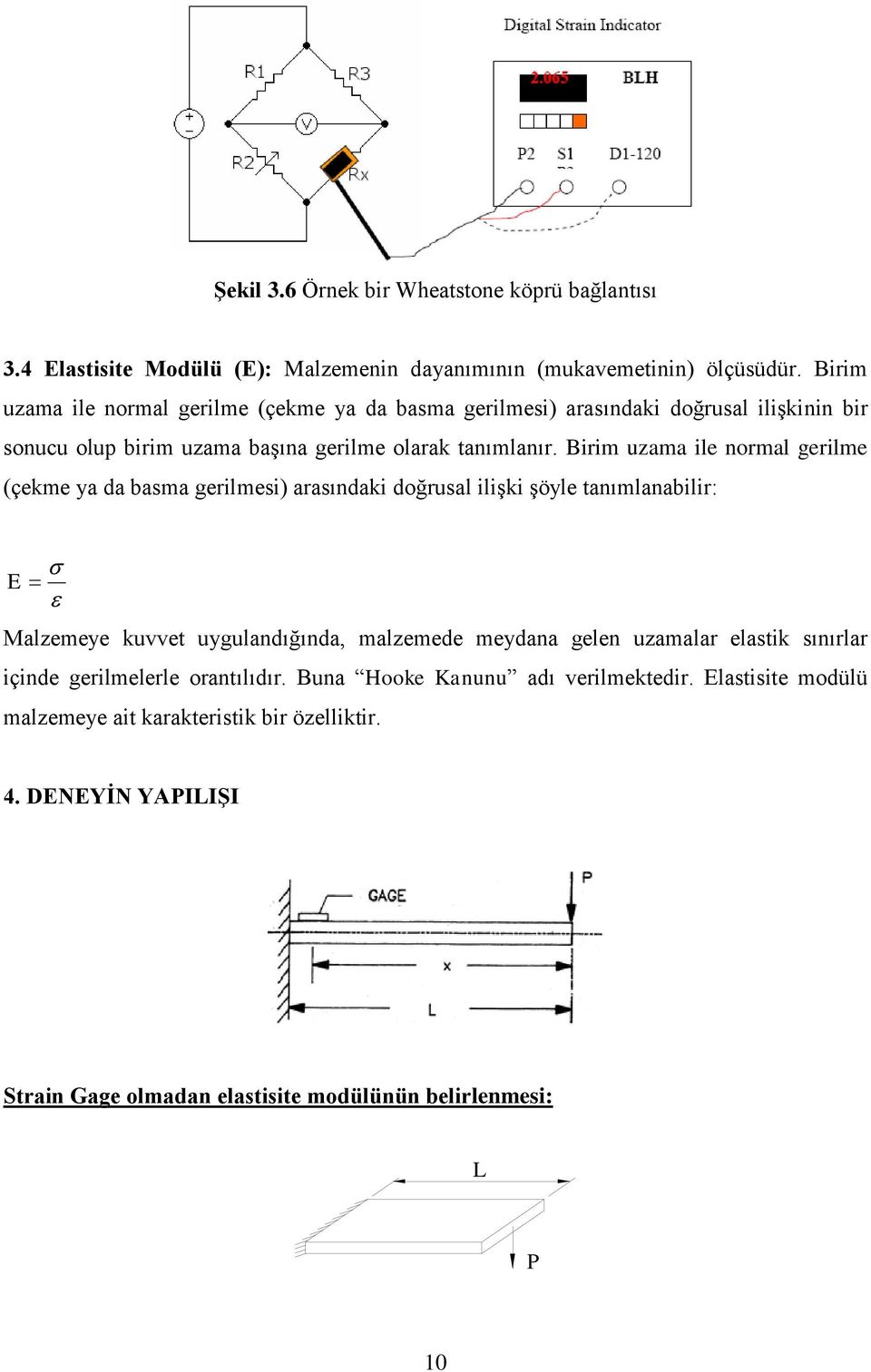 Birim uzama ile normal gerilme (çekme ya da basma gerilmesi) arasındaki doğrusal ilişki şöyle tanımlanabilir: E Malzemeye kuvvet uygulandığında, malzemede meydana gelen