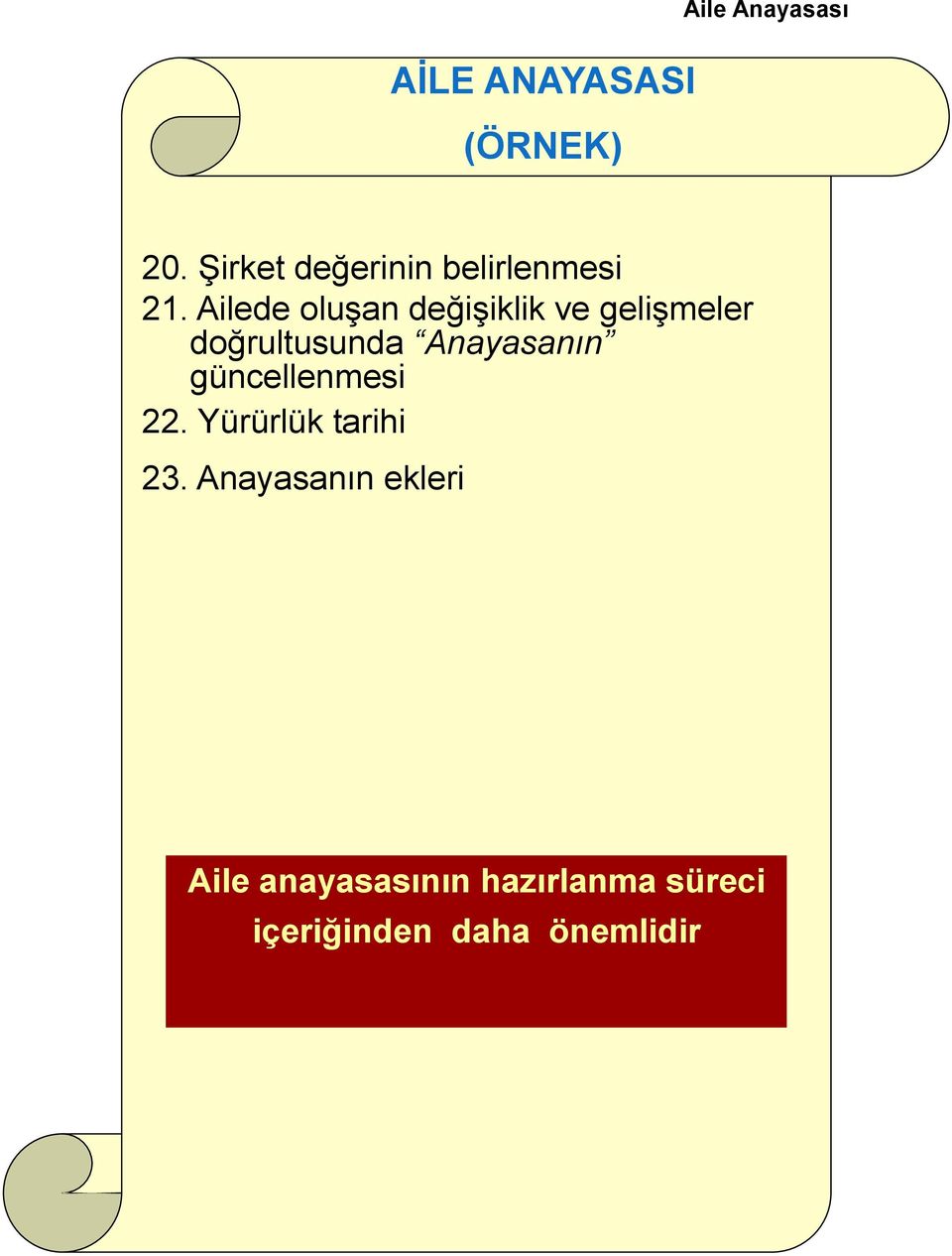 Ailede oluşan değişiklik ve gelişmeler doğrultusunda Anayasanın